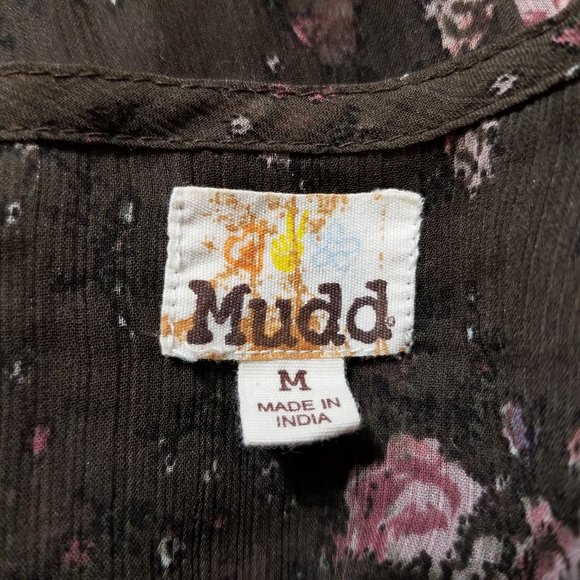 Mudd top Medium floral print sheer sleeeveless crochet lace embellished boho - Picture 10 of 11